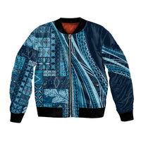 Pasifika Women's Day - Samoa Siapo Malu Tattoo Inspired Bomber Jacket Navy Blue LT7 Unisex Navy Blue - Polynesian Pride