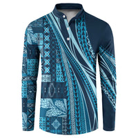 Pasifika Women's Day - Samoa Siapo Malu Tattoo Inspired Button Sweatshirt Navy Blue LT7 Navy Blue - Polynesian Pride