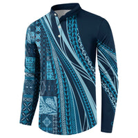 Pasifika Women's Day - Samoa Siapo Malu Tattoo Inspired Button Sweatshirt Navy Blue LT7 - Polynesian Pride