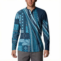 Pasifika Women's Day - Samoa Siapo Malu Tattoo Inspired Button Sweatshirt Navy Blue LT7 - Polynesian Pride