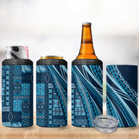 Pasifika Women's Day - Samoa Siapo Malu Tattoo Inspired 4 in 1 Can Cooler Tumbler Navy Blue LT7 - Polynesian Pride