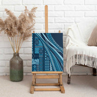 Pasifika Women's Day - Samoa Siapo Malu Tattoo Inspired Canvas Wall Art Navy Blue LT7 - Polynesian Pride