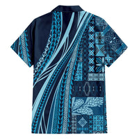 Pasifika Women's Day - Samoa Siapo Malu Tattoo Inspired Family Matching Puletasi and Hawaiian Shirt Navy Blue