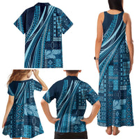Pasifika Women's Day - Samoa Siapo Malu Tattoo Inspired Family Matching Tank Maxi Dress and Hawaiian Shirt Navy Blue