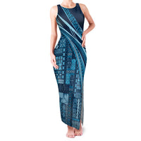 Pasifika Women's Day - Samoa Siapo Malu Tattoo Inspired Family Matching Tank Maxi Dress and Hawaiian Shirt Navy Blue