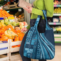 Pasifika Women's Day - Samoa Siapo Malu Tattoo Inspired Grocery Bag Navy Blue LT7 - Polynesian Pride