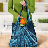 Pasifika Women's Day - Samoa Siapo Malu Tattoo Inspired Grocery Bag Navy Blue LT7 - Polynesian Pride
