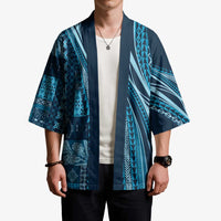 Pasifika Women's Day - Samoa Siapo Malu Tattoo Inspired Kimono Navy Blue LT7 - Polynesian Pride