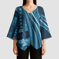 Pasifika Women's Day - Samoa Siapo Malu Tattoo Inspired Kimono Sleeve Blouse Navy Blue LT7 - Polynesian Pride