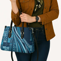 Pasifika Women's Day - Samoa Siapo Malu Tattoo Inspired Leather Bag Navy Blue LT7 - Polynesian Pride