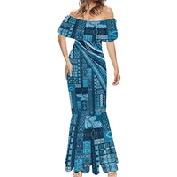 Pasifika Women's Day - Samoa Siapo Malu Tattoo Inspired Mermaid Dress Navy Blue LT7 - Polynesian Pride