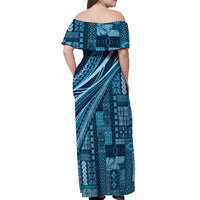 Pasifika Women's Day - Samoa Siapo Malu Tattoo Inspired Off Shoulder Maxi Dress Navy Blue LT7 - Polynesian Pride