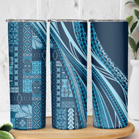 Pasifika Women's Day - Samoa Siapo Malu Tattoo Inspired Skinny Tumbler Navy Blue LT7 - Polynesian Pride