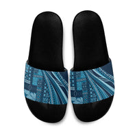 Pasifika Women's Day - Samoa Siapo Malu Tattoo Inspired Slide Sandals Navy Blue LT7 Navy Blue - Polynesian Pride