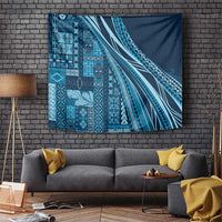 Pasifika Women's Day - Samoa Siapo Malu Tattoo Inspired Tapestry Navy Blue LT7 Navy Blue - Polynesian Pride
