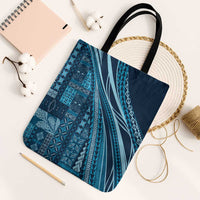Pasifika Women's Day - Samoa Siapo Malu Tattoo Inspired Tote Bag Navy Blue LT7 Black Strap One Size Navy Blue - Polynesian Pride