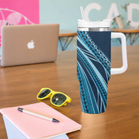 Pasifika Women's Day - Samoa Siapo Malu Tattoo Inspired Tumbler With Handle Navy Blue LT7 - Polynesian Pride