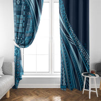Pasifika Women's Day - Samoa Siapo Malu Tattoo Inspired Window Curtain Navy Blue LT7 - Polynesian Pride