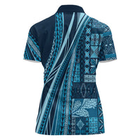 Pasifika Women's Day - Samoa Siapo Malu Tattoo Inspired Women Polo Shirt Navy Blue LT7 - Polynesian Pride