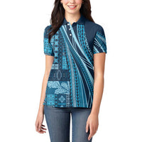 Pasifika Women's Day - Samoa Siapo Malu Tattoo Inspired Women Polo Shirt Navy Blue LT7 - Polynesian Pride