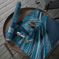 Pasifika Women's Day - Samoa Siapo Malu Tattoo Inspired Wrapping Paper Navy Blue LT7 - Polynesian Pride