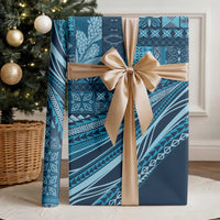 Pasifika Women's Day - Samoa Siapo Malu Tattoo Inspired Wrapping Paper Navy Blue LT7 - Polynesian Pride