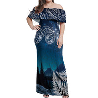 New Zealand Matariki Off Shoulder Maxi Dress Starry Night Style