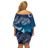 New Zealand Matariki Off Shoulder Short Dress Starry Night Style LT7 - Polynesian Pride