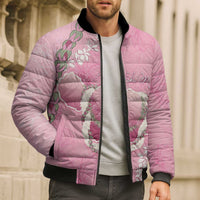 Hawaii Maui Island Flowers Lei Bomber Puffer Jacket Lokelani Rose Pink LT7 - Polynesian Pride