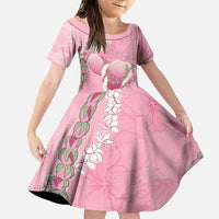 Hawaii Maui Island Flowers Lei Family Matching Summer Maxi Dress and Hawaiian Shirt Lokelani Rose Pink
