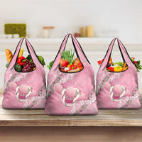 Hawaii Maui Island Flowers Lei Grocery Bag Lokelani Rose Pink LT7 3-pack One Size Pink - Polynesian Pride