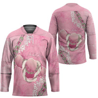 Hawaii Maui Island Flowers Lei Hockey Jersey Lokelani Rose Pink LT7 - Polynesian Pride