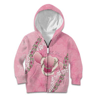 Hawaii Maui Island Flowers Lei Kid Hoodie Lokelani Rose Pink LT7 Zip Hoodie Pink - Polynesian Pride