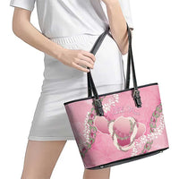Hawaii Maui Island Flowers Lei Leather Tote Bag Lokelani Rose Pink LT7 - Polynesian Pride