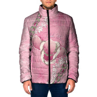 Hawaii Maui Island Flowers Lei Padded Jacket Lokelani Rose Pink LT7 Men Pink - Polynesian Pride