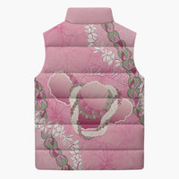 Hawaii Maui Island Flowers Lei Sleeveless Puffer Jacket Lokelani Rose Pink LT7 - Polynesian Pride