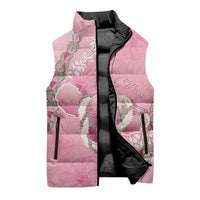 Hawaii Maui Island Flowers Lei Sleeveless Puffer Jacket Lokelani Rose Pink LT7 - Polynesian Pride