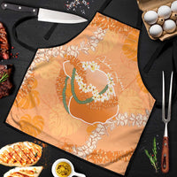 Hawaii Lanai Island Flowers Lei Apron Orange Kaunaoa Mix Maile LT7 Orange - Polynesian Pride