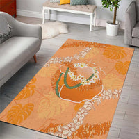Hawaii Lanai Island Flowers Lei Area Rug Orange Kaunaoa Mix Maile LT7 - Polynesian Pride