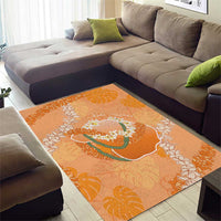 Hawaii Lanai Island Flowers Lei Area Rug Orange Kaunaoa Mix Maile LT7 - Polynesian Pride