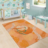Hawaii Lanai Island Flowers Lei Area Rug Orange Kaunaoa Mix Maile LT7 - Polynesian Pride