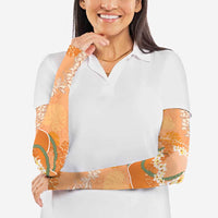 Hawaii Lanai Island Flowers Lei Arm Sleeves Orange Kaunaoa Mix Maile LT7 - Polynesian Pride