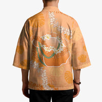 Hawaii Lanai Island Flowers Lei Kimono Orange Kaunaoa Mix Maile LT7 - Polynesian Pride