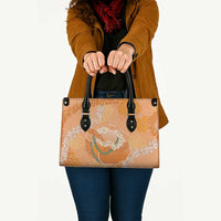 Hawaii Lanai Island Flowers Lei Leather Bag Orange Kaunaoa Mix Maile LT7 - Polynesian Pride