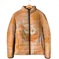 Hawaii Lanai Island Flowers Lei Padded Jacket Orange Kaunaoa Mix Maile LT7 - Polynesian Pride