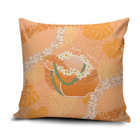 Hawaii Lanai Island Flowers Lei Pillow Cover Orange Kaunaoa Mix Maile LT7 Orange - Polynesian Pride