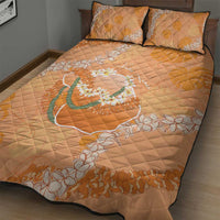 Hawaii Lanai Island Flowers Lei Quilt Bed Set Orange Kaunaoa Mix Maile LT7 - Polynesian Pride