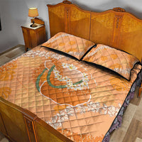 Hawaii Lanai Island Flowers Lei Quilt Bed Set Orange Kaunaoa Mix Maile LT7 - Polynesian Pride