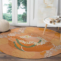 Hawaii Lanai Island Flowers Lei Round Carpet Orange Kaunaoa Mix Maile LT7 - Polynesian Pride