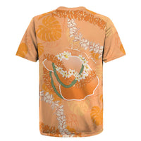 Hawaii Lanai Island Flowers Lei Rugby Jersey Orange Kaunaoa Mix Maile LT7 - Polynesian Pride